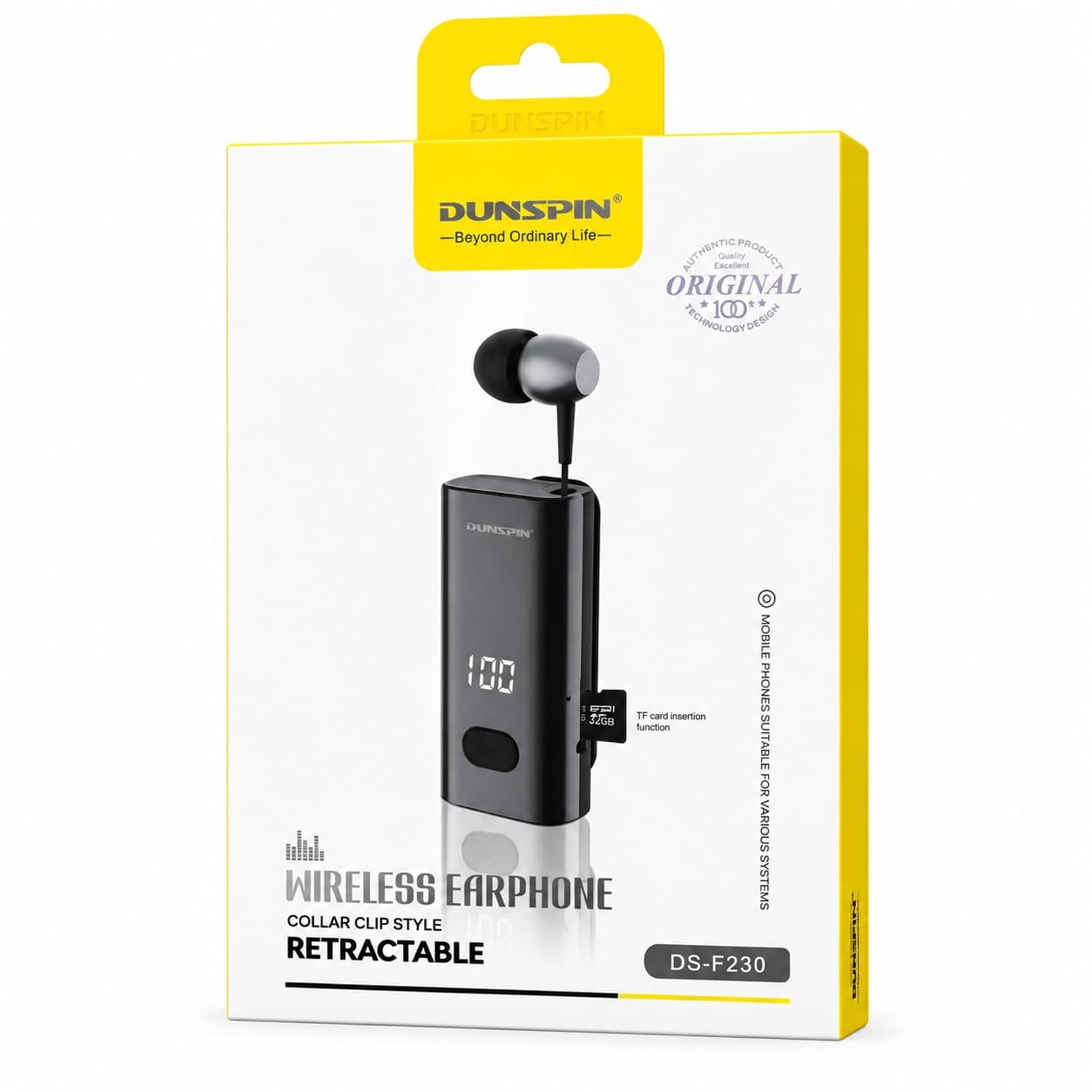 Dunspin DS-F230 Dijital Göstergeli Makaralı Tekli Bluetooth Kulaklık - Görsel 2