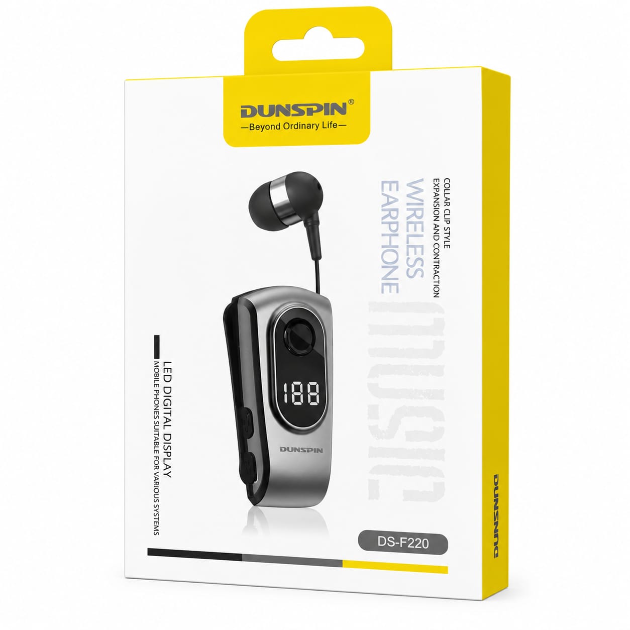 Dunspin DS-F220 Dijital Göstergeli Makaralı Tekli Bluetooth Kulaklık - Görsel 2