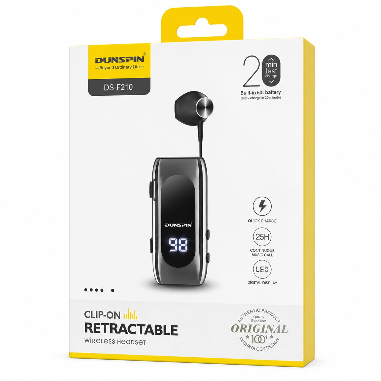 Dunspin DS-F210 Dijital Göstergeli Makaralı Tekli Bluetooth Kulaklık - Görsel 3