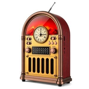 GLR YG-6040 Analog Saatli Nostaljik Şömine Görünümlü Bluetooth Radyo Hoparlör