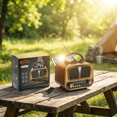 GLR YG-6012BTS Solar Panelli Nostaljik Görünümlü Bluetooth Radyo Hoparlör - Görsel 2