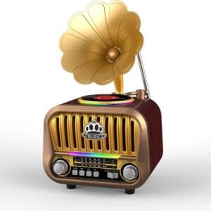 GLR YG-6011 Nostaljik Plak Çalar Görünümlü Bluetooth Radyo Hoparlör