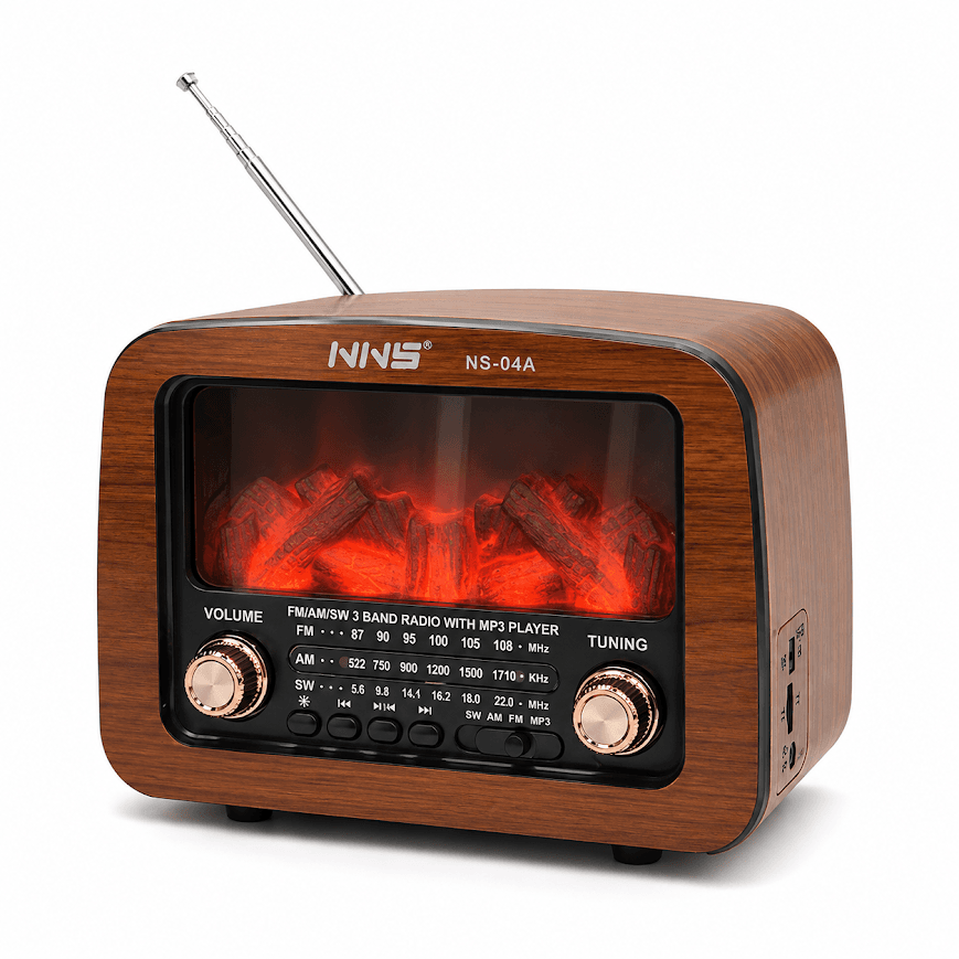 GLR NS-04A Nostaljik Şömine Görünümlü Bluetooth Radyo Hoparlör