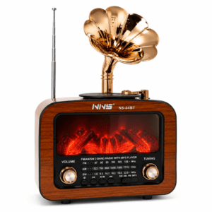 GLR NS-04BT Şömineli Nostaljik Plak Çalar Görünümlü Bluetooth Radyo Hoparlör