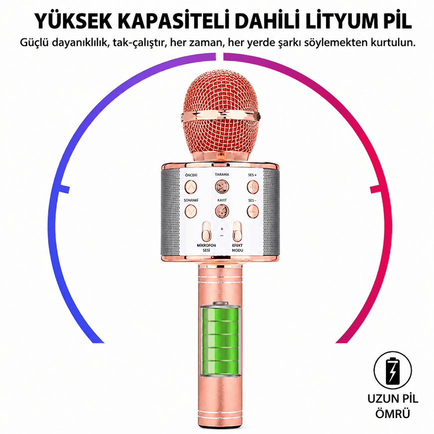 GLR WS-858 Dahili Hoparlörlü Bluetooth Karaoke Mikrofon - Görsel 2