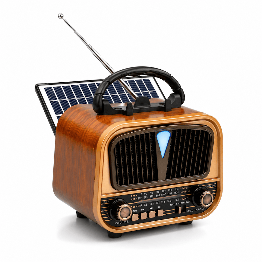 GLR YG-6012BTS Solar Panelli Nostaljik Görünümlü Bluetooth Radyo Hoparlör