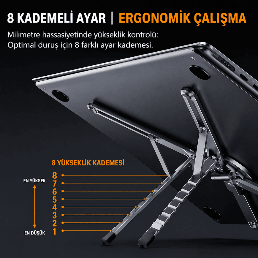 Dunspin CR-B15 Ayarlanabilir Manyetik Özellikli Alüminyum Tablet Telefon Standı - Görsel 7