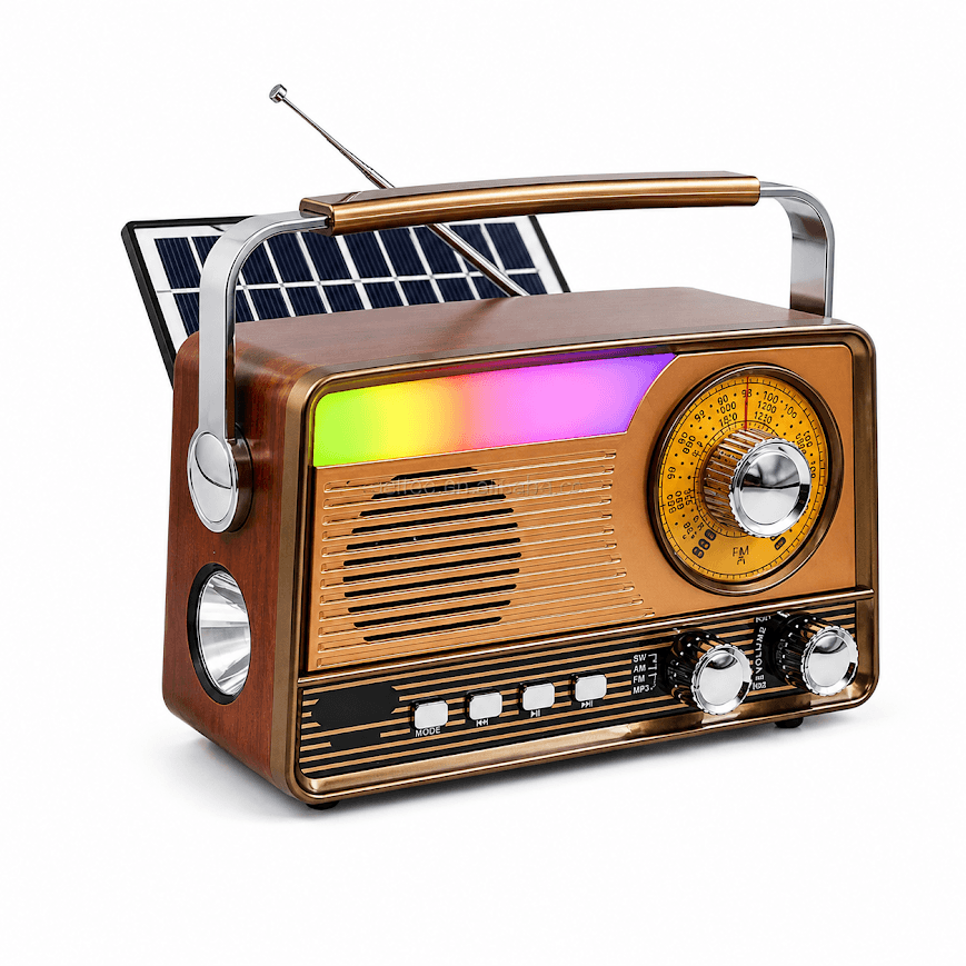 GLR YG-7031BTS Solar Panelli Nostaljik Görünümlü Bluetooth Radyo Hoparlör