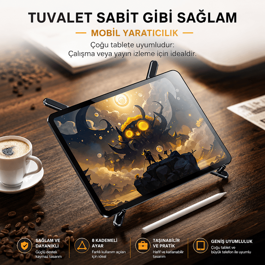 Dunspin CR-B15 Ayarlanabilir Manyetik Özellikli Alüminyum Tablet Telefon Standı - Görsel 6