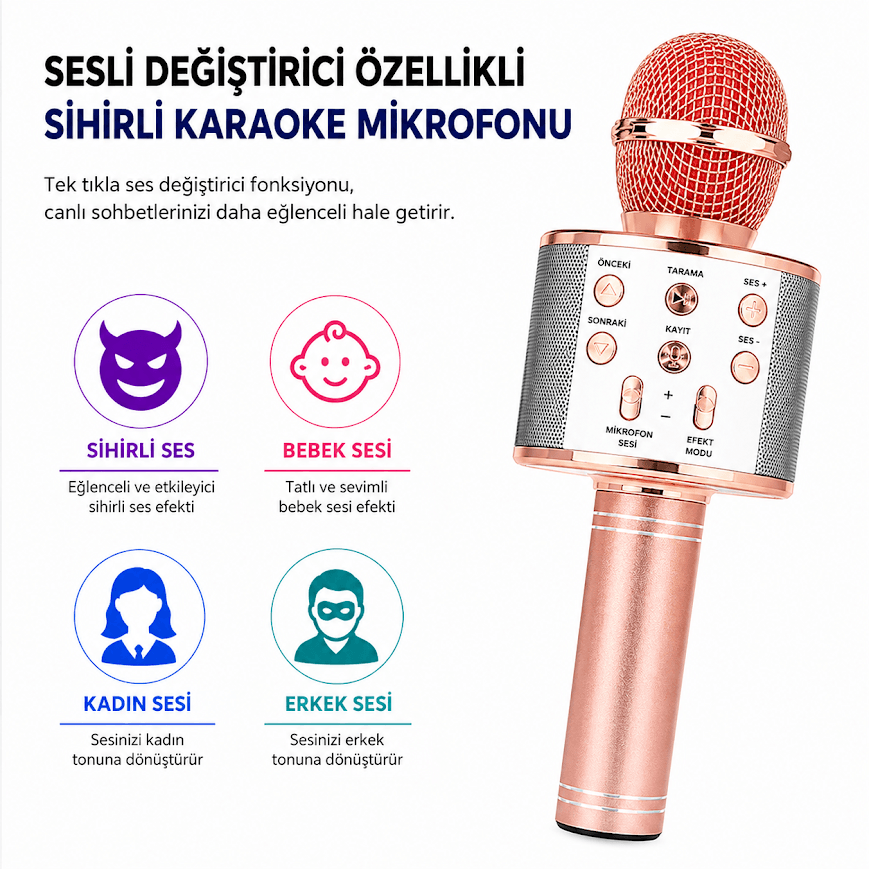 GLR WS-858 Dahili Hoparlörlü Bluetooth Karaoke Mikrofon - Görsel 5