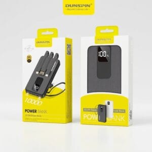 Dunspin DS-W09 Dijital Göstergeli 10000 mAh Dahili Kablolu 22,5W Powerbank