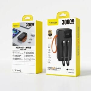 Dunspin DS-W27 Dijital Göstergeli 30000 mAh Dahili Kablolu 22,5W Powerbank