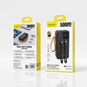 Dunspin DS-W29 Dijital Göstergeli 50000 mAh Dahili Kablolu 22,5W Powerbank