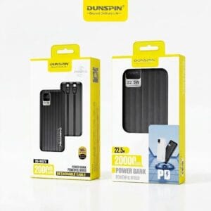 Dunspin DS-W07S Dijital Göstergeli 20000 mAh Dahili Kablolu 22,5W Powerbank