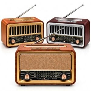 GLR R-1969BT nostaljik ahşap görünümlü Bluetooth radyo hoparlör