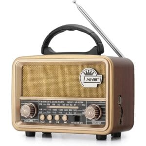 GLR NS-8110BT nostaljik ahşap görünümlü Bluetooth radyo hoparlör