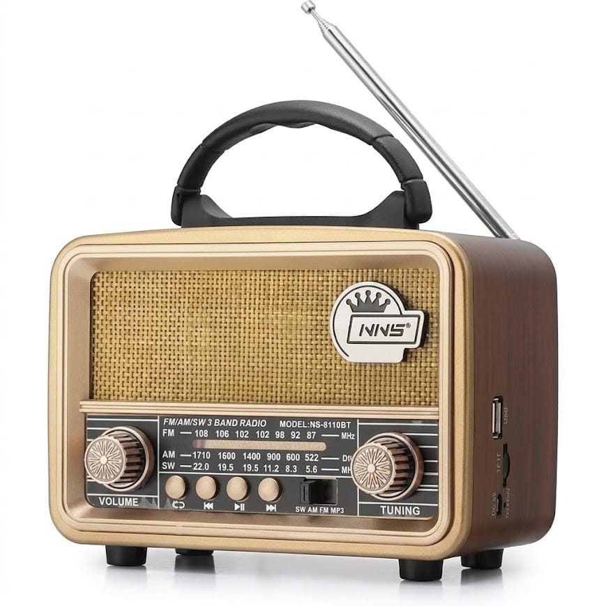 GLR NS-8110BT nostaljik ahşap görünümlü Bluetooth radyo hoparlör