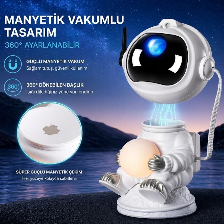 GLR MXS-005 astronot lamba tavan galaksi nebula ve yeşil lazer yıldız yansıtması