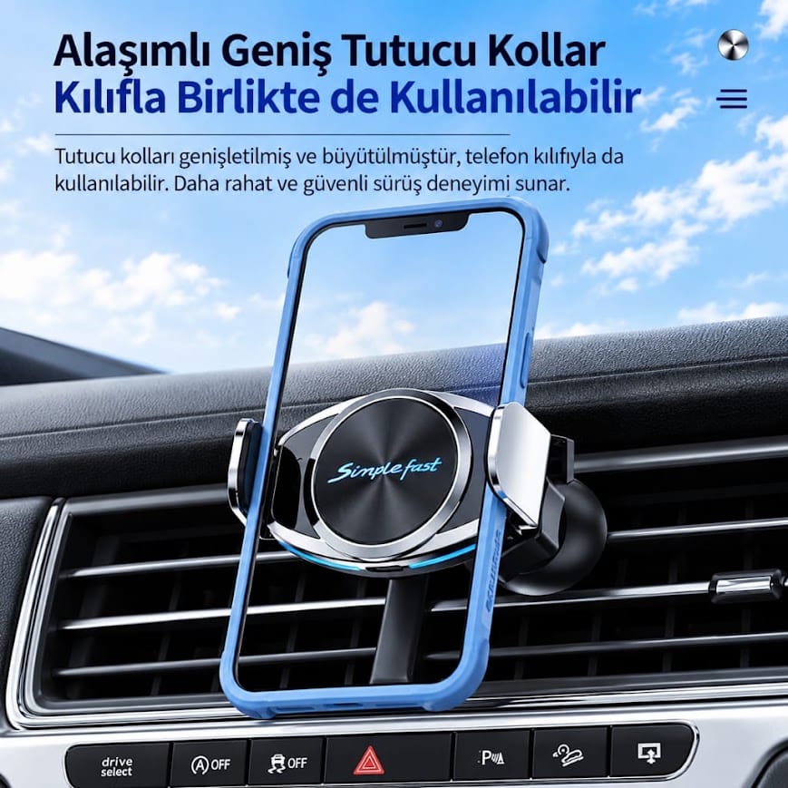GLRTech N518 havalandırma klipsli hızlı kablosuz şarjlı araç telefon tutacağı