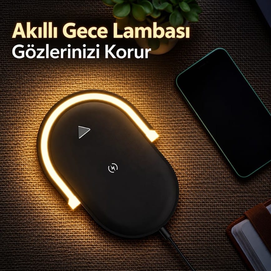 GLRTech SYJ-H038 dokunmatik kontrollü akıllı gece lambalı kablosuz şarj pedi