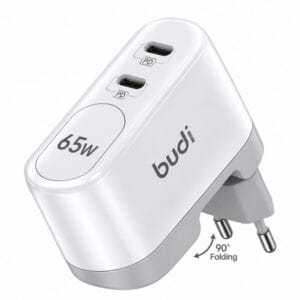 Budi AC326REW 65W Dual Type-C PD GaN hızlı şarj adaptörü