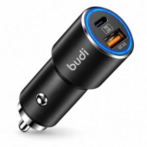 Budi CC628TQB 20W Type-C PD + QC3.0 Hızlı Araç Şarj Adaptörü