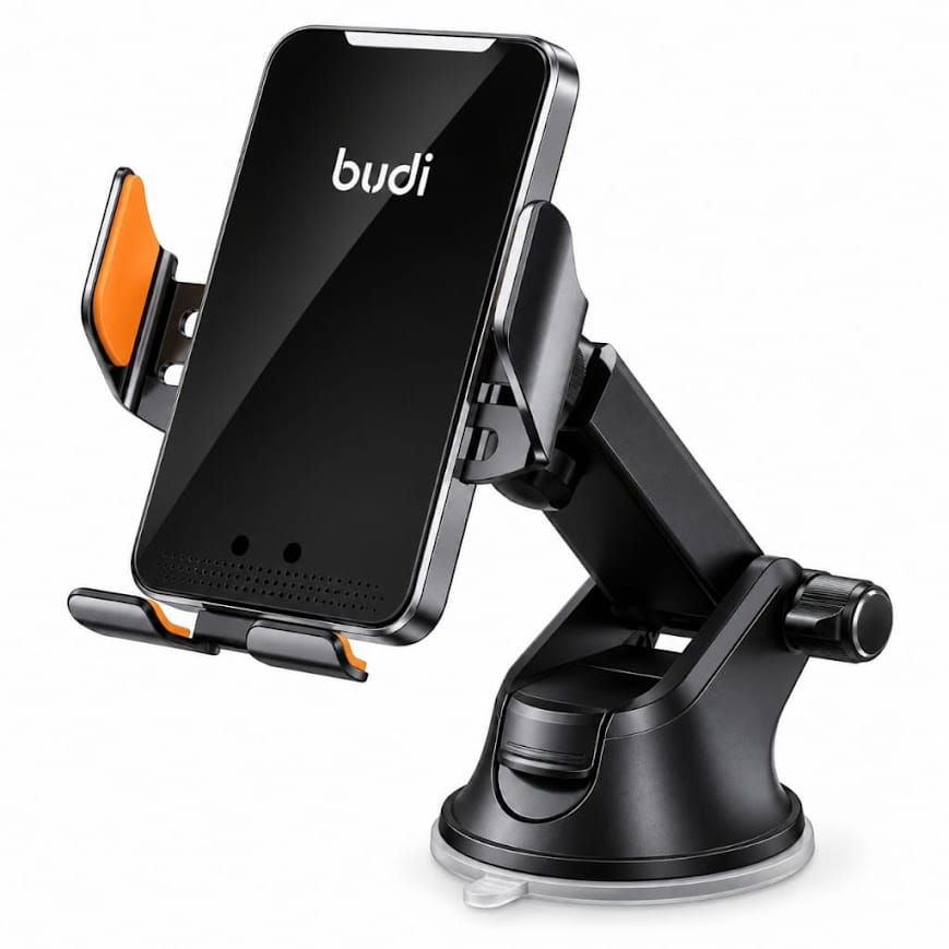 Budi CM550B 15W kablosuz şarj özellikli araç içi telefon tutucu