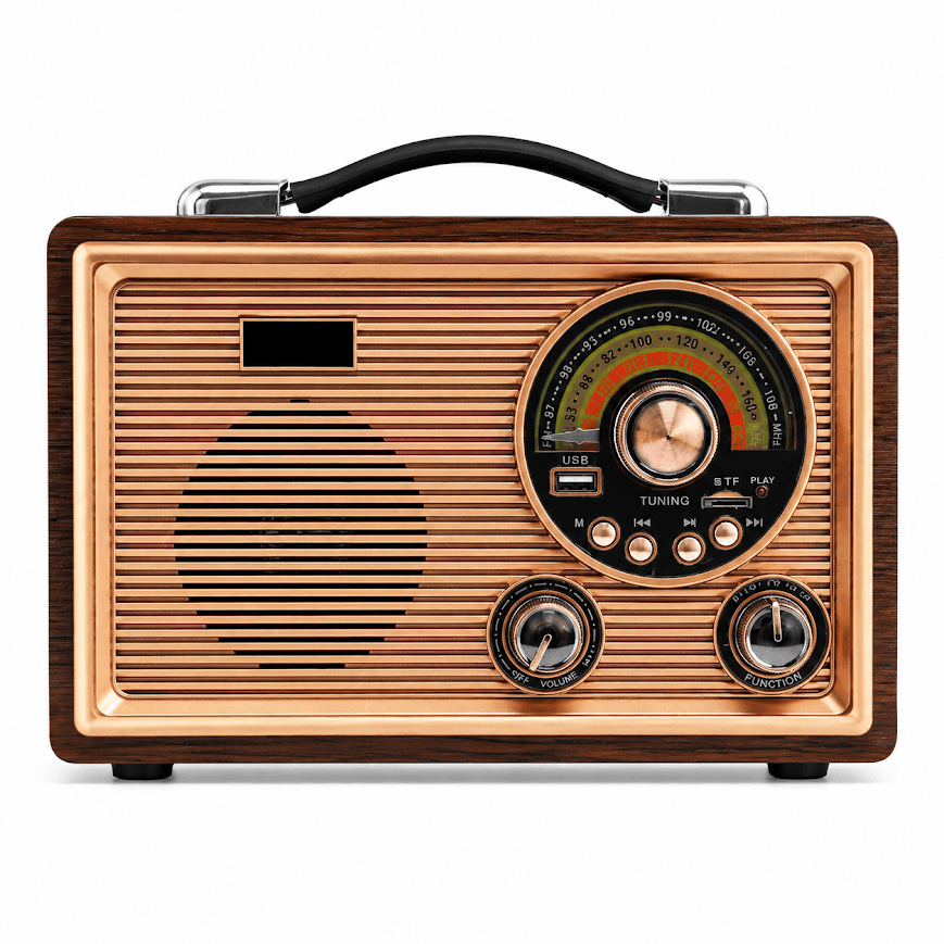 GLR R-9022BTL nostaljik ahşap görünümlü Bluetooth radyo hoparlör