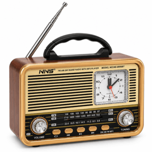 GLR NS-8898BT analog saatli nostaljik görünümlü Bluetooth radyo hoparlör