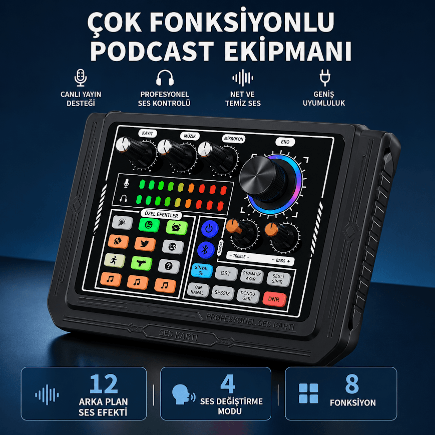 GLR P80 taşınabilir profesyonel podcast ve canlı yayın stüdyo ses kartı