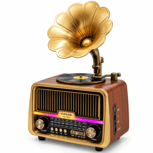 GLR YG-7020BT nostaljik plak çalar görünümlü Bluetooth radyo hoparlör