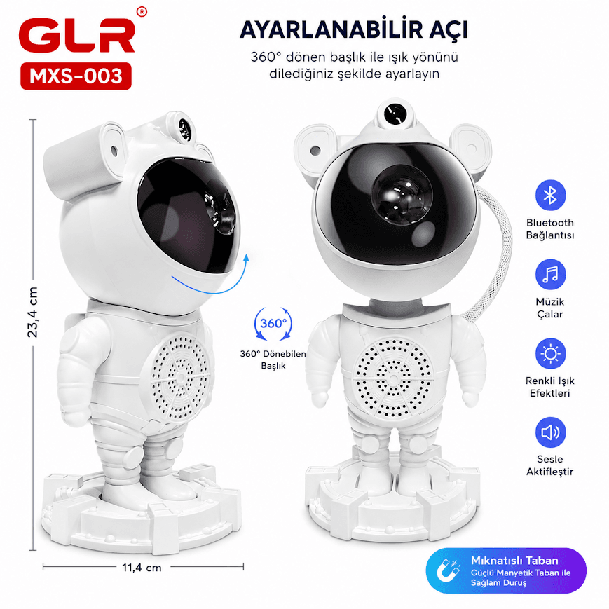 GLR MXS-003 astronot lamba tavan galaksi nebula ve yeşil lazer yıldız yansıtması