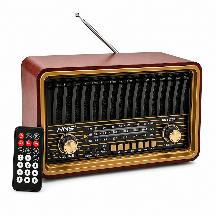 GLR NS-8075BT Kumandalı Nostaljik Görünümlü Bluetooth Radyo Hoparlör