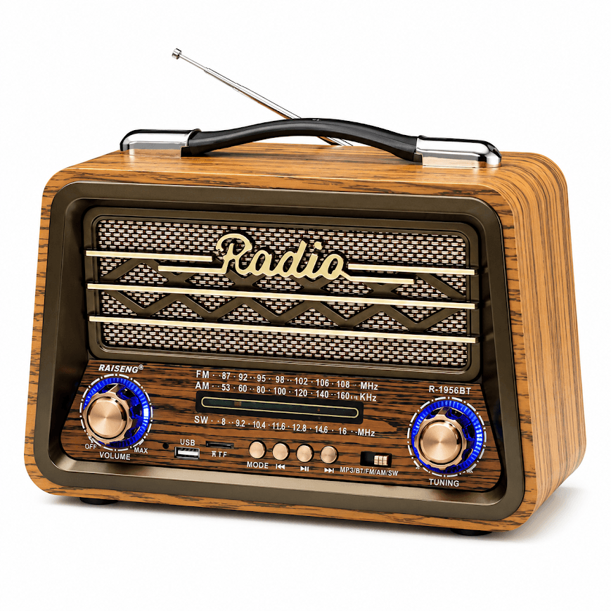 GLR R-1956BT nostaljik ahşap görünümlü Bluetooth radyo hoparlör