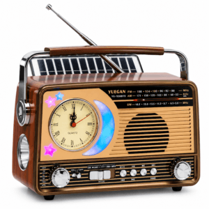 GLR YG-7030BTS solar panelli nostaljik görünümlü Bluetooth radyo hoparlör