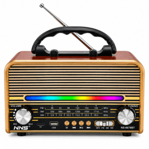 GLR NS-6678BT nostaljik ahşap görünümlü Bluetooth radyo hoparlör