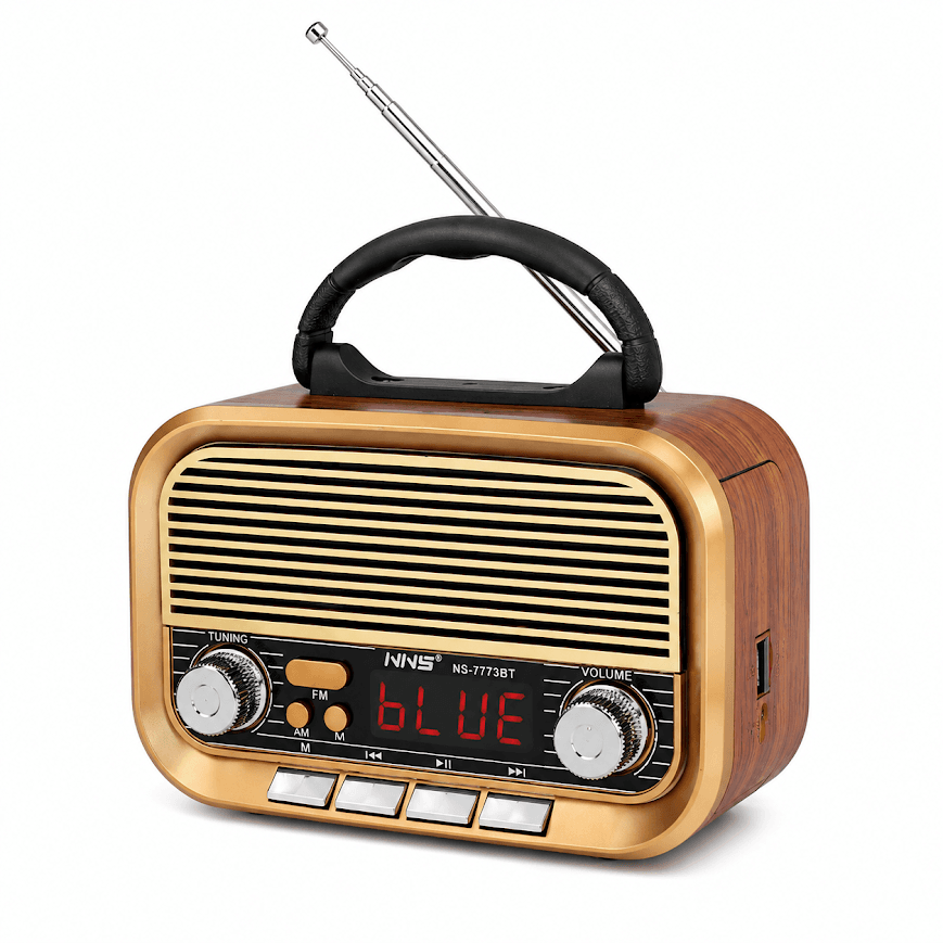 GLR NS-7773BT Dijital Ekranlı Nostaljik Görünümlü Bluetooth Radyo Hoparlör