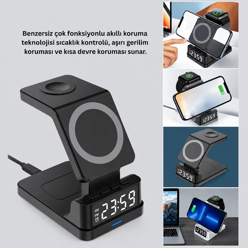 GLRTech AY-32 aşırı gerilim ve sıcaklık korumalı dikey yatay masaüstü şarj standı