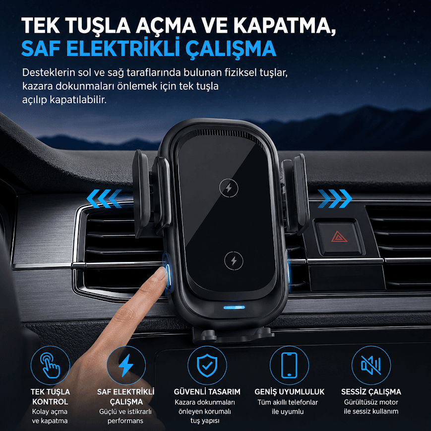 JORREZI CW02 Kablosuz Şarj Özellikli Araç Havalandırma Telefon Tutucu - Görsel 3