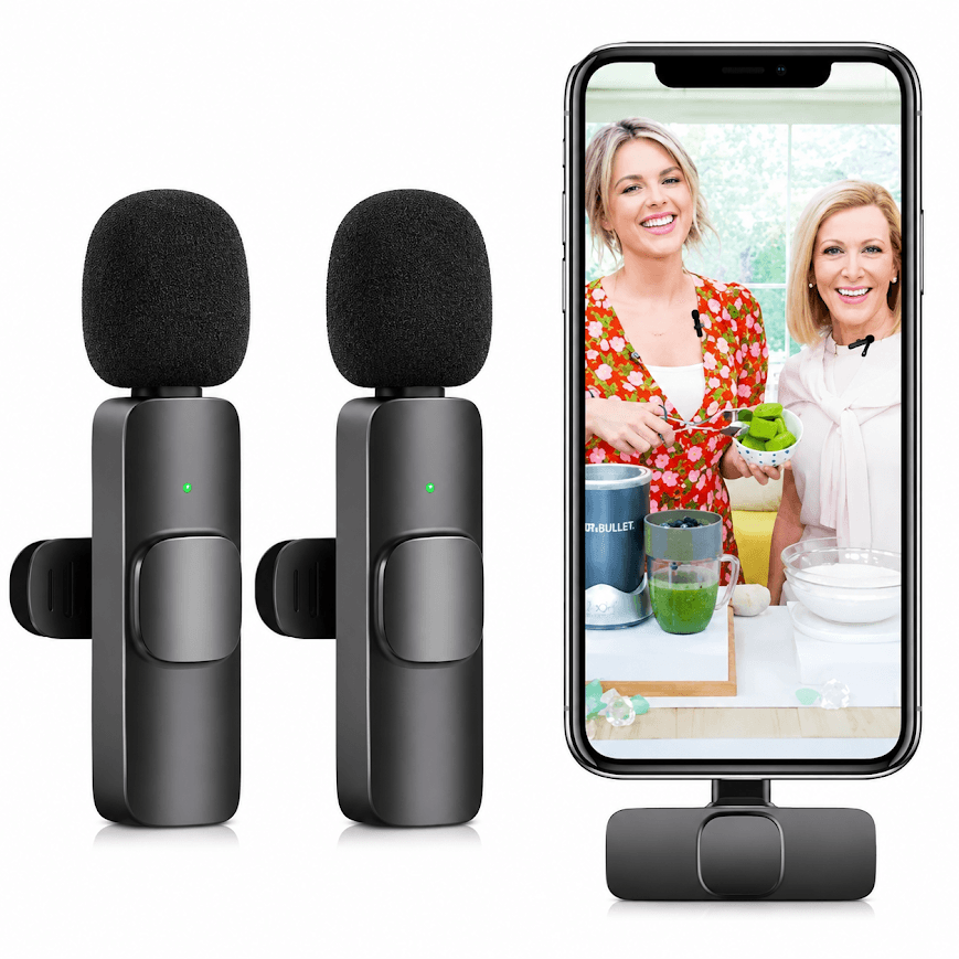GLR_Tech K9 Lightning Alıcı Girişli Çiftli Kablosuz Yaka Mikrofonu - Görsel 3