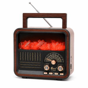 GLR FP-398-S solar panelli nostaljik şömine görünümlü Bluetooth radyo hoparlör