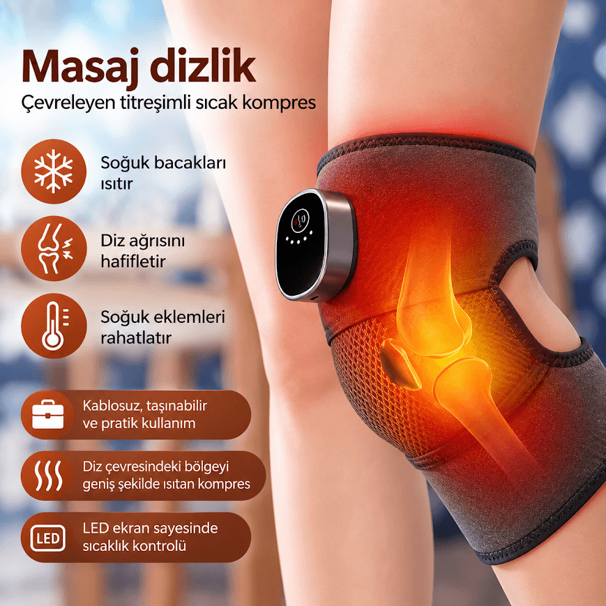 GLR YC-906A dijital göstergeli ve kablosuz şarjlı diz masaj cihazı