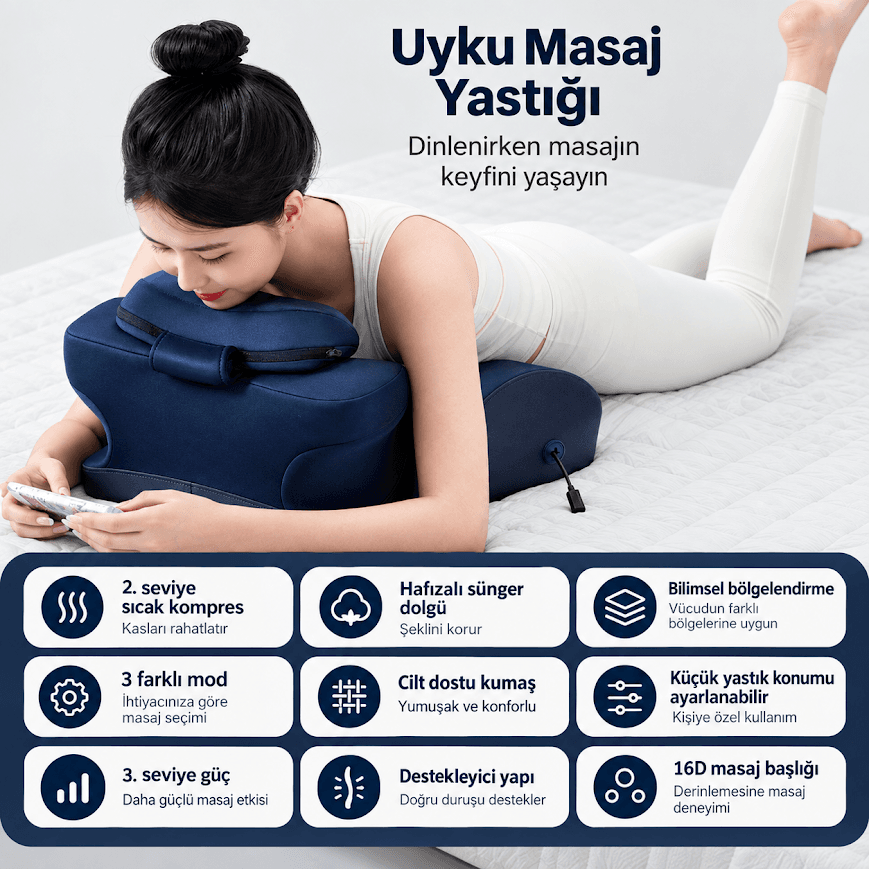 GLR PS-01 Shiatsu yoğurma başlıklı derin doku bel masaj yastığı