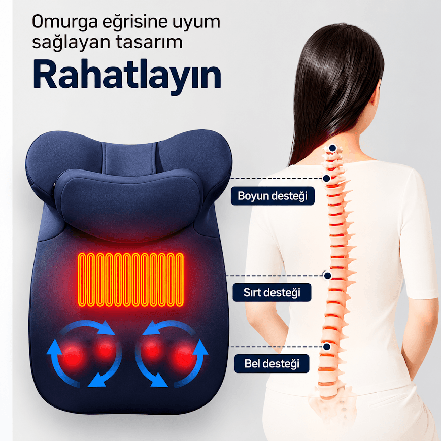 GLR PS-01 Shiatsu yoğurma başlıklı derin doku bel masaj yastığı
