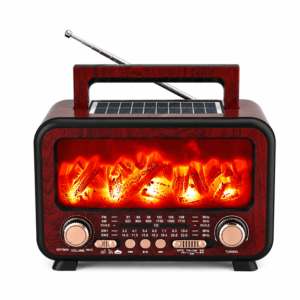 GLR FP-2393-S solar panelli nostaljik şömine görünümlü Bluetooth radyo hoparlör