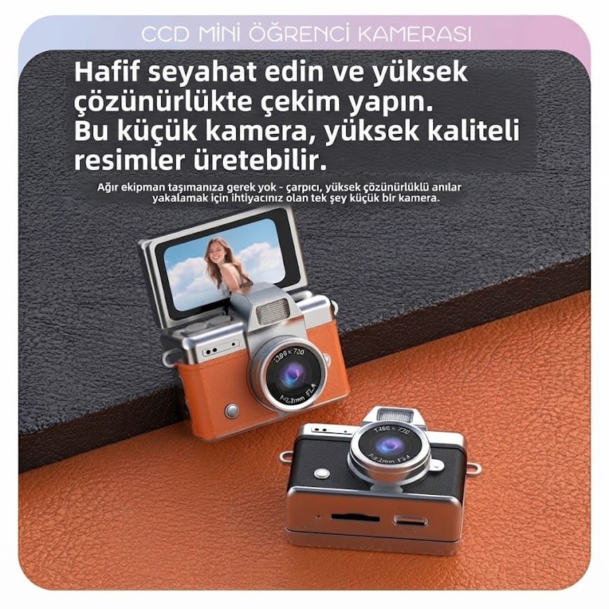 GLR LK-027 selfie ekranlı avuç içi boyutunda mini dijital retro kamera
