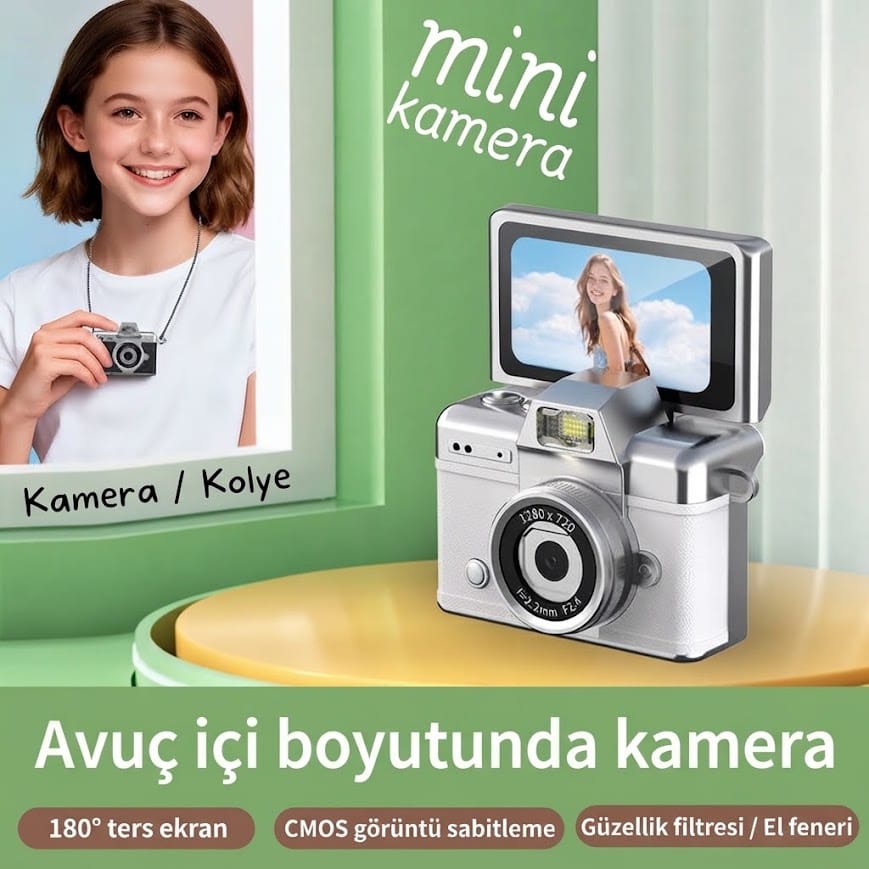 GLR LK-027 selfie ekranlı avuç içi boyutunda mini dijital retro kamera