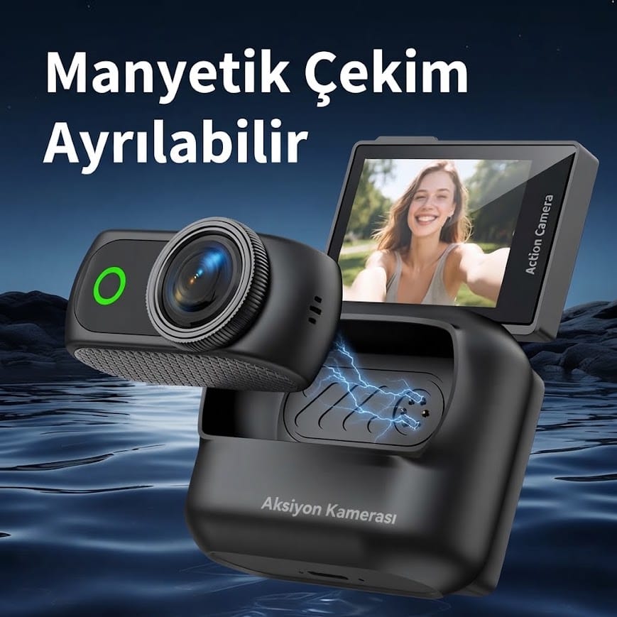 GLR LK-018 selfie ekranlı 1080P kompakt spor ve aksiyon kamerası